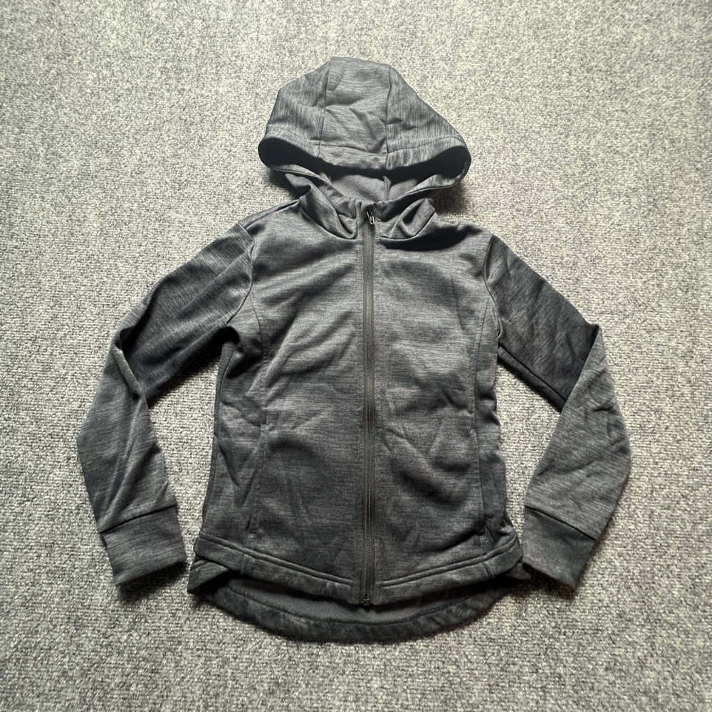 Z by Zelle Girls Hoodie Full Zip Gray Jacket Thumbholes Performance Small 7/8